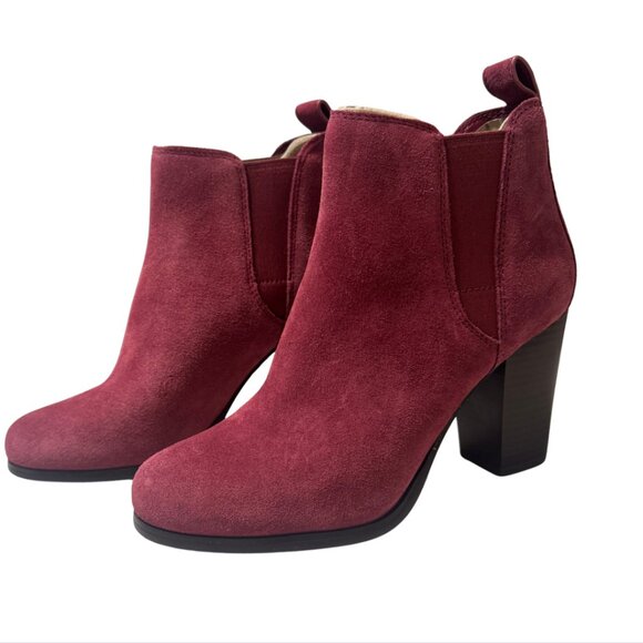 NEW Michael Kors Booties Size 6 • Burgundy Suede Block Heel Ankle Boots - Picture 6 of 6